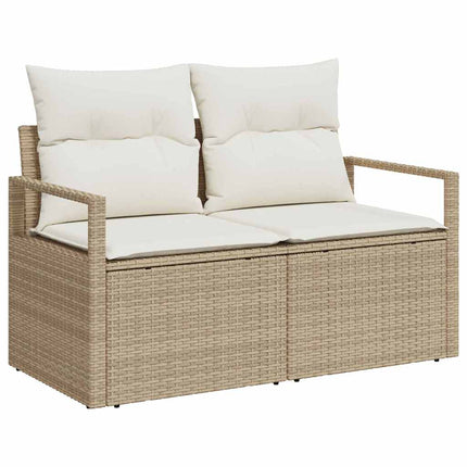 Havesofa Sæt 9 stk. Beige Poly rattan