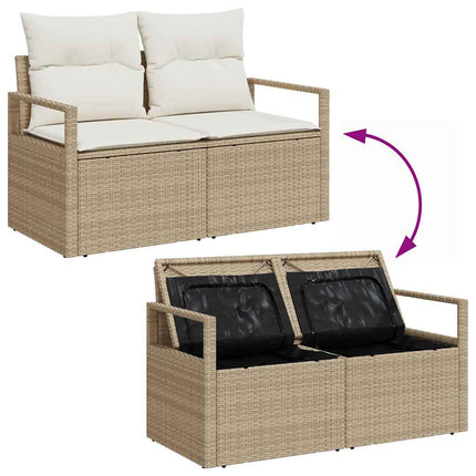 Havesofa Sæt 9 stk. Beige Poly rattan