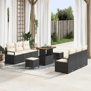 Havesofa Sæt med opbevaring 9 pcs Sort Poly rattan
