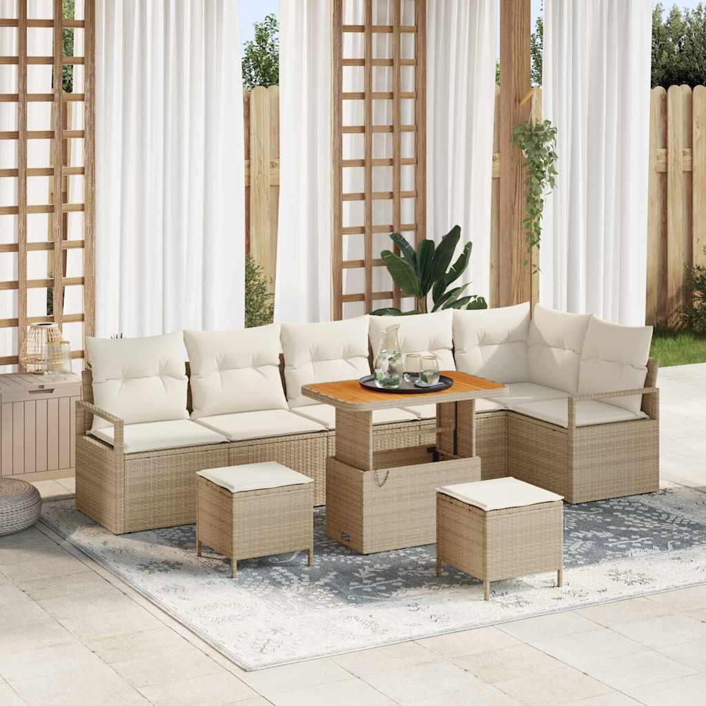Havesofa Sæt med pude 9 pcs Beige og creme 90 x 55 x 71 cm
