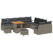 Havesofa Sæt 13 pcs Grå Polyrattan, stål og massivt akacietræ