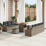 Havesofa Sæt 10 pcs Grå Polyrattan, stål og massivt akacietræ