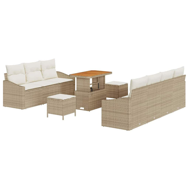 Havesofa Sæt med pude med opbevaring 10 pcs Beige og creme