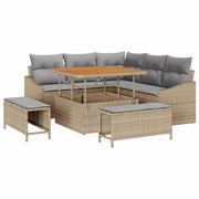 Havesofa Sæt med pude med opbevaring 8 pcs Beige Poly rattan