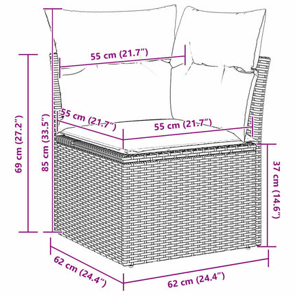 Havesofa Sæt 8 stk. 7-Antal sæder Beige Poly rattan