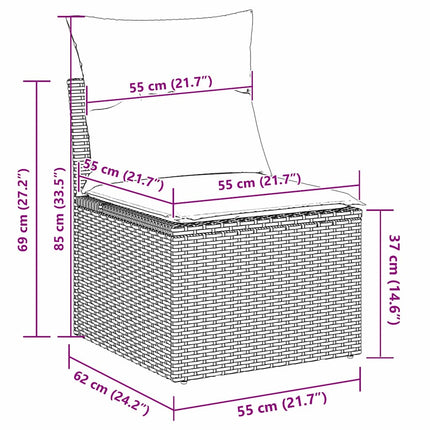 Havesofa Sæt 8 stk. 7-Antal sæder Beige Poly rattan