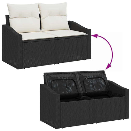 Havesofa Sæt 9 stk. 7-Antal sæder Sort Poly rattan