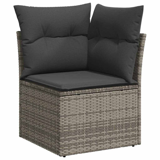Havesofa Sæt med pude med opbevaring 9 pcs Grå Poly rattan