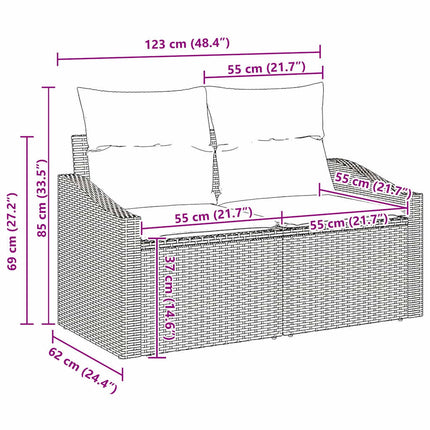 Havesofa Sæt 10 stk. 8-Antal sæder Beige Poly rattan