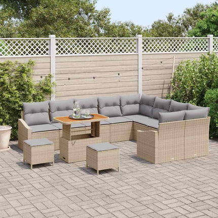 Havesofa Sæt 12 stk. 7-Antal sæder Beige Poly rattan