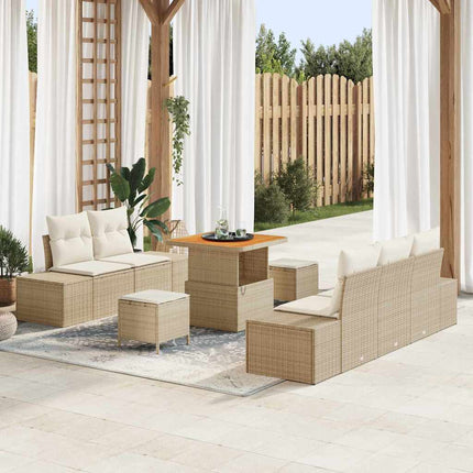 Havesofa Sæt 8 stk. 7-Antal sæder Beige Poly rattan