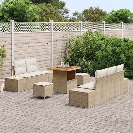 Havesofa Sæt 8 stk. 7-Antal sæder Beige Poly rattan