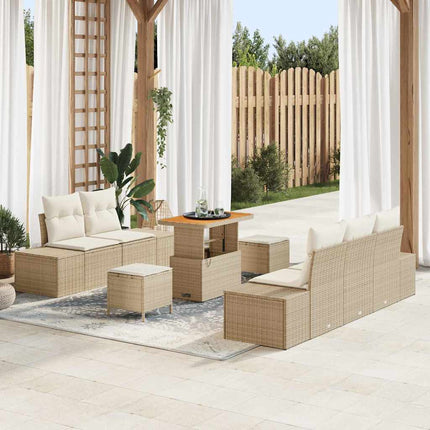 Havesofa Sæt 8 stk. 7-Antal sæder Beige Poly rattan