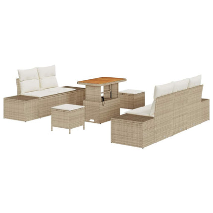 Havesofa Sæt 8 stk. 7-Antal sæder Beige Poly rattan