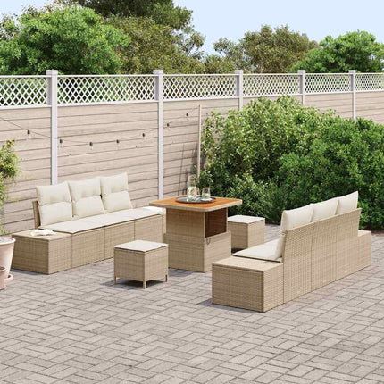 Havesofa Sæt 9 stk. 8-Antal sæder Beige Poly rattan