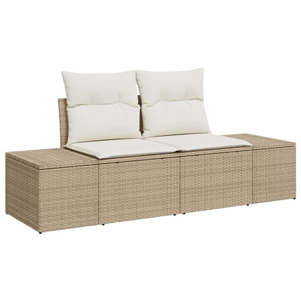 Havesofa Sæt 9 stk. 8-Antal sæder Beige Poly rattan