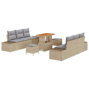 Havesofa Sæt med pude med opbevaring 9 pcs Beige Poly rattan