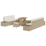 Havesofa Sæt med pude med opbevaring 10 pcs Beige Poly rattan
