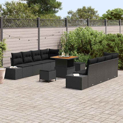 Havesofa Sæt Sort Poly rattan