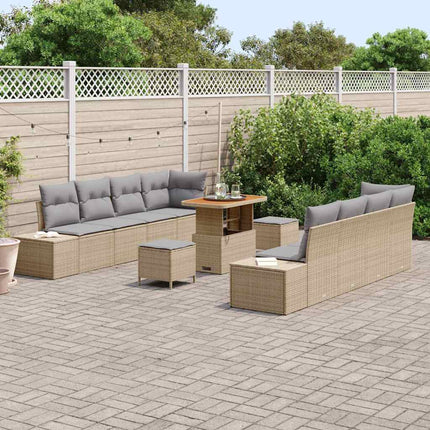 Havesofa Sæt Beige Poly rattan