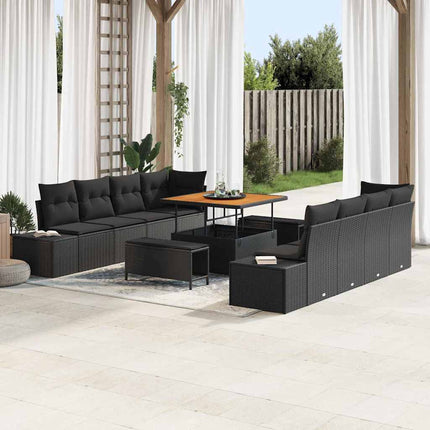 Havesofa Sæt med pude Sort 100 x 100 x 71 cm Poly rattan