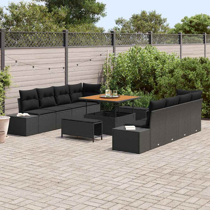 Havesofa Sæt med pude Sort 100 x 100 x 71 cm Poly rattan