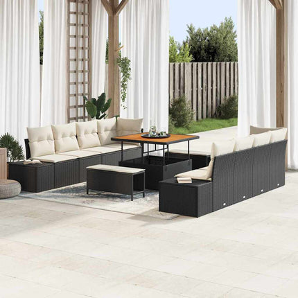 Havesofa Sæt Sort Poly rattan