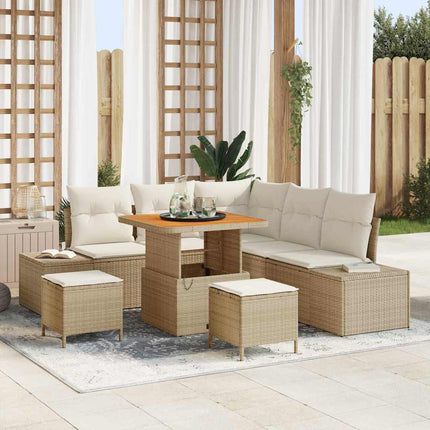 Havesofa Sæt 8 stk. Beige Poly rattan