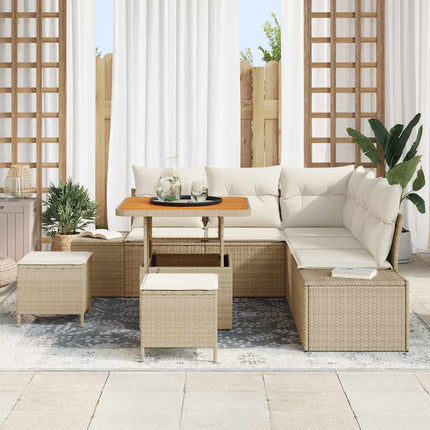 Havesofa Sæt 8 stk. Beige Poly rattan