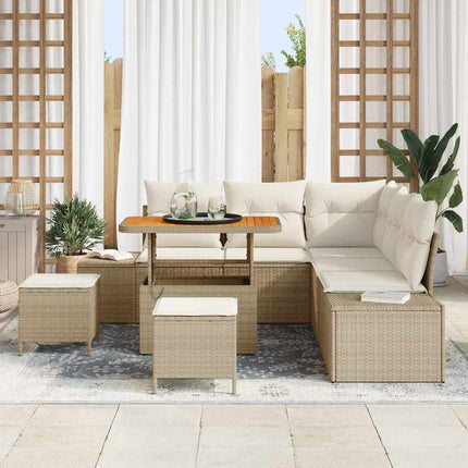 Havesofa Sæt 8 stk. Beige Poly rattan