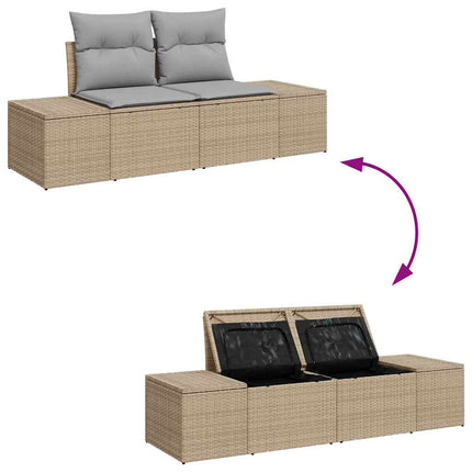 Havesofa Sæt 9 stk. 8-Antal sæder Beige Poly rattan