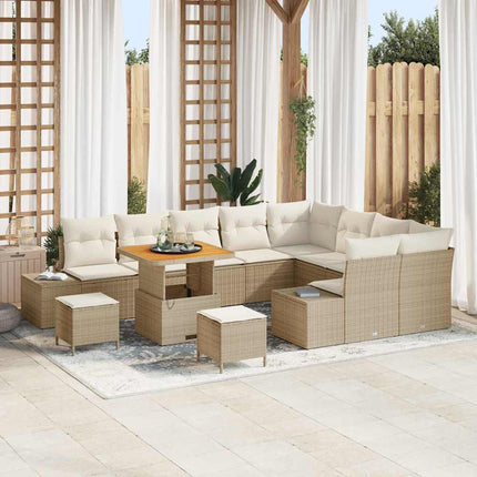 Havesofa Sæt 12 stk. 11-Antal sæder Beige Poly rattan
