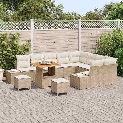 Havesofa Sæt 12 stk. 11-Antal sæder Beige Poly rattan