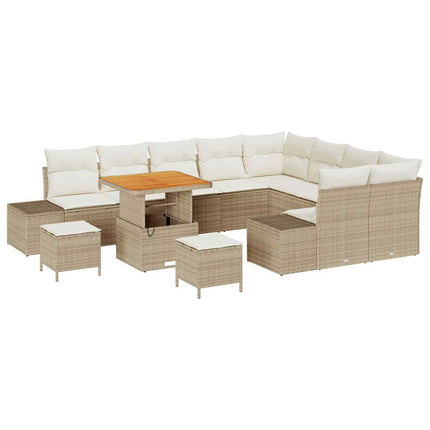 Havesofa Sæt 12 stk. 11-Antal sæder Beige Poly rattan