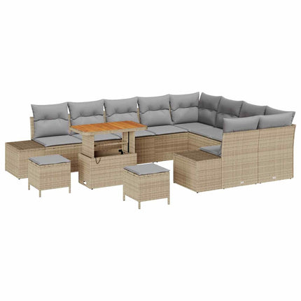 Havesofa Sæt 12 stk. 11-Antal sæder Beige Poly rattan