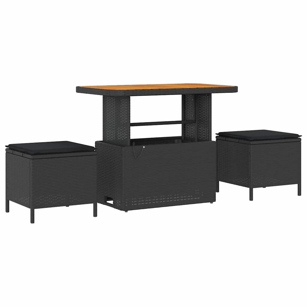 Havesofa Sæt med pude med pude 13 pcs Sort 90 x 55 x 71 cm