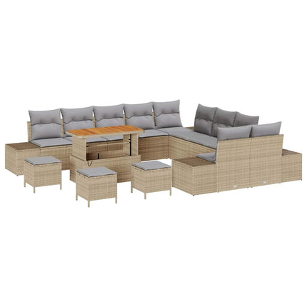 Havesofa Sæt 14 stk. 13-Antal sæder Beige Poly rattan