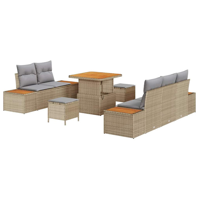 Havesofa Sæt med pude med opbevaring 8 pcs Beige og lys grå
