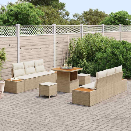 Havesofa Sæt 9 stk. 8-Antal sæder Beige Poly rattan
