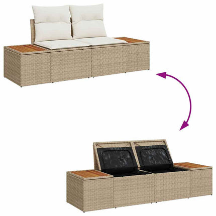 Havesofa Sæt 9 stk. 8-Antal sæder Beige Poly rattan
