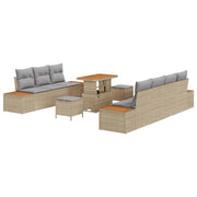 Havesofa Sæt med pude med opbevaring 10 pcs Beige Poly rattan