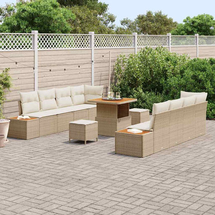 Havesofa Sæt 11 stk. 10-Antal sæder Beige Poly rattan