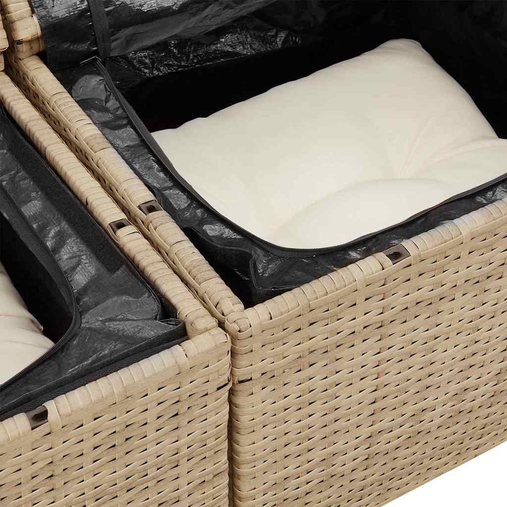 Havesofa Sæt med pude med opbevaring 11 pcs Beige Poly rattan