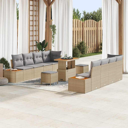 Havesofa Sæt 11 stk. 10-Antal sæder Beige Poly rattan