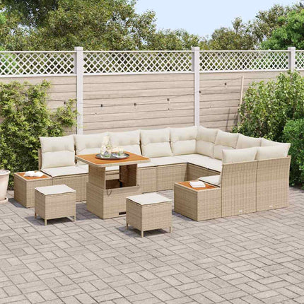 Havesofa Sæt 12 stk. 11-Antal sæder Beige Poly rattan