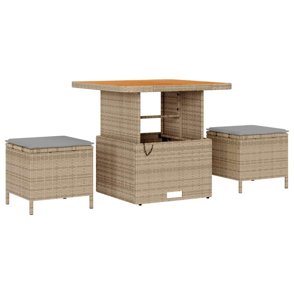 Havesofa Sæt med pude 11 pcs Beige og lys grå polyrattan