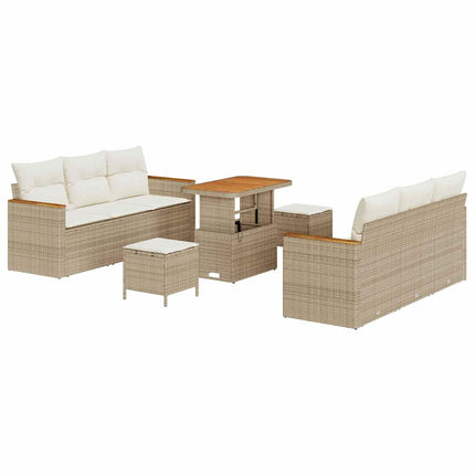 Havesofa Sæt 11 stk. 10-Antal sæder Beige og creme polyrattan