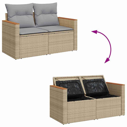 Havesofa Sæt 14 stk. 9-Antal sæder Beige og lys grå polyrattan