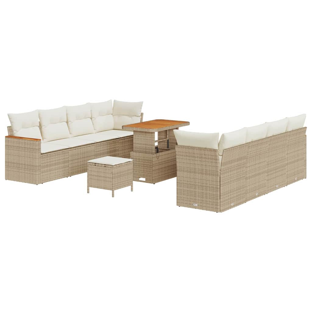 Havesofa Sæt med pude 12 pcs Beige polyrattan