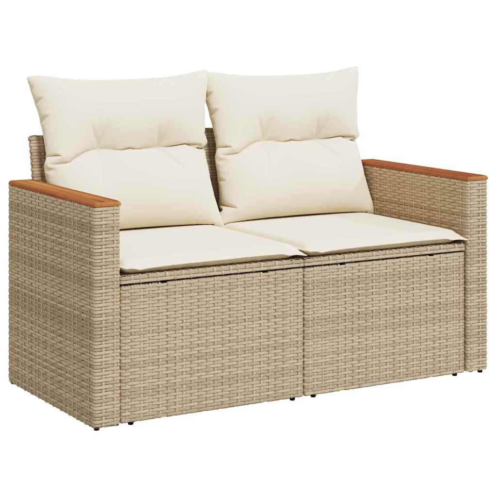 Havesofa Sæt med pude 12 pcs Beige polyrattan